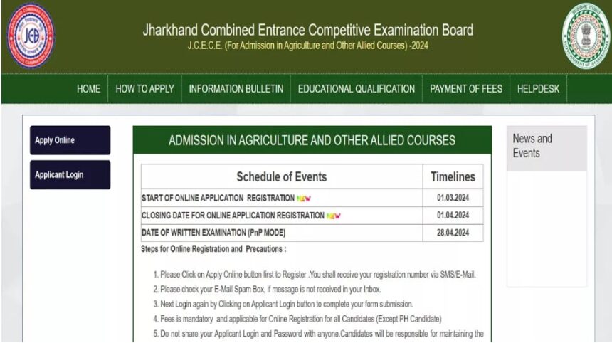 Jharkhand CET 2024 Registration Begins in Hindi, Apply Till April 1 on jceceb.jharkhand.gov.in